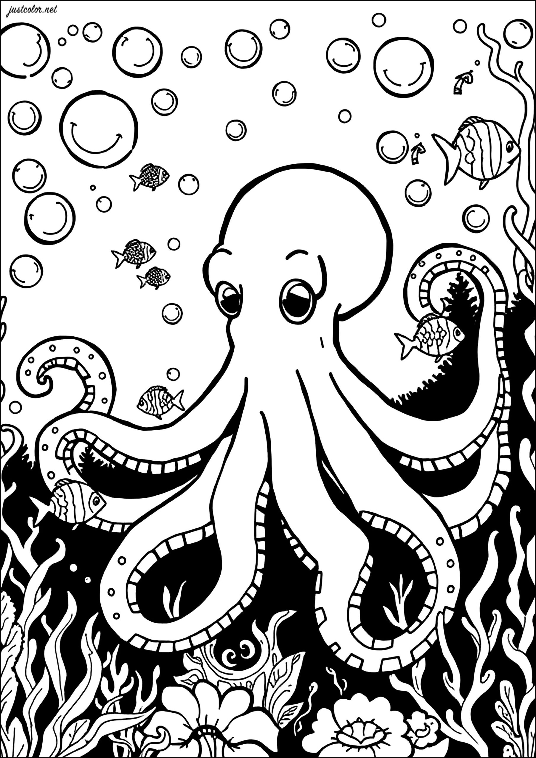coloring page of an octopus coloring page of an octopus