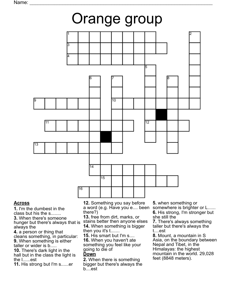 Orange Group Crossword WordMint