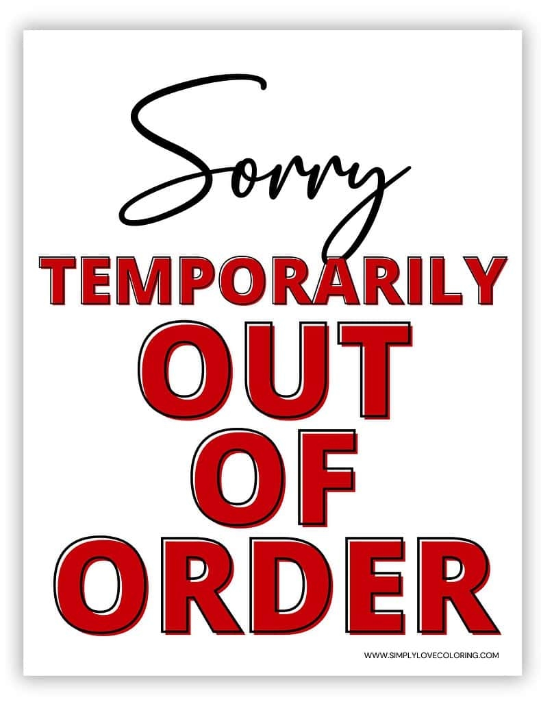 out of order sign printable