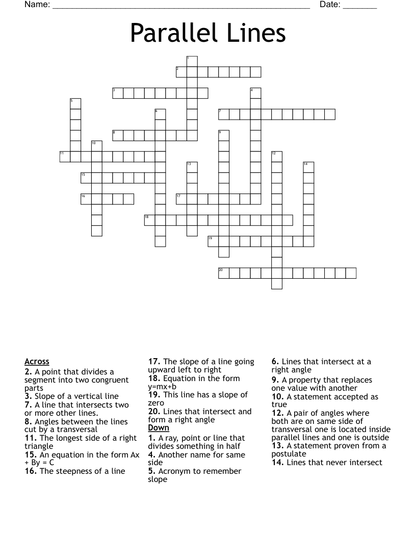 Parallel Lines Crossword WordMint Parallel Lines Crossword WordMint