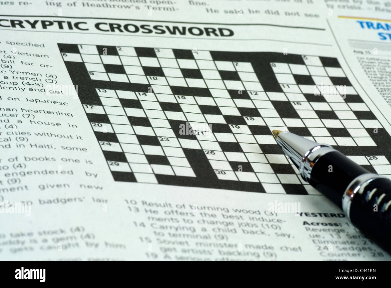 Pen On Top Of The Crossword Puzzle Section Of A Newspaper Stock Photo Alamy Pen On Top Of The Crossword Puzzle Section Of A Newspaper Stock Photo Alamy