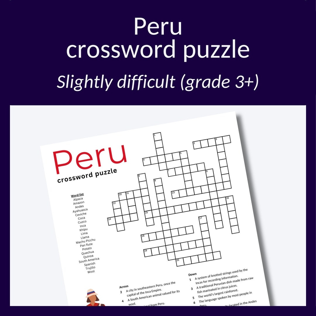 Peru Crossword Puzzle Trivia Research Activity PDF Download Etsy Peru Crossword Puzzle Trivia Research Activity PDF Download Etsy