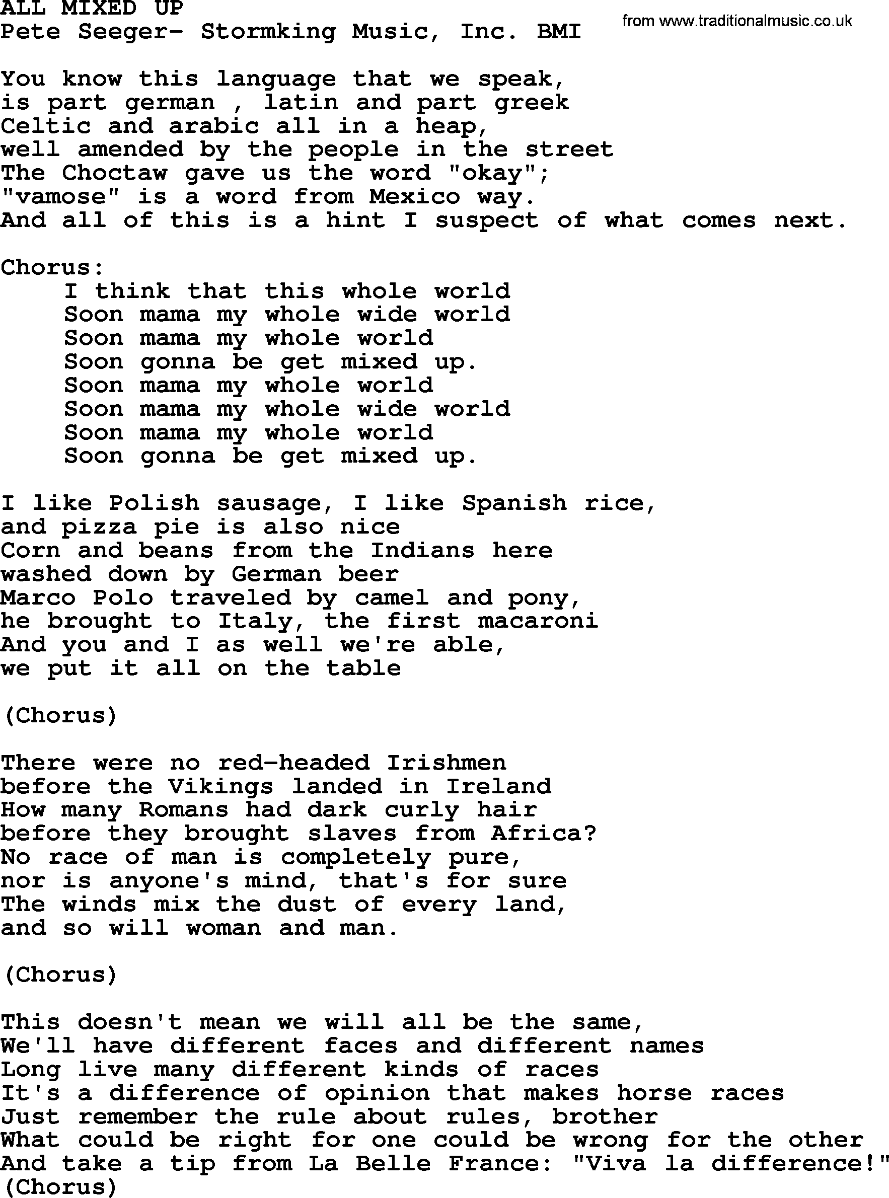 Peter Paul And Mary Song All Mixed Up Lyrics Peter Paul And Mary Song All Mixed Up Lyrics