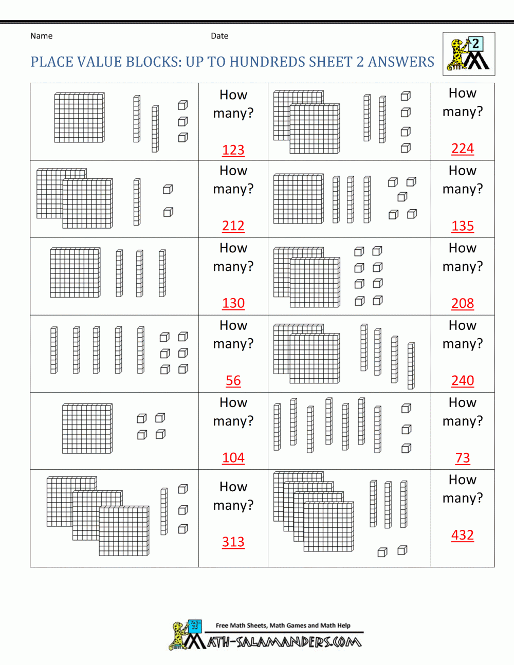 second grade place value worksheets