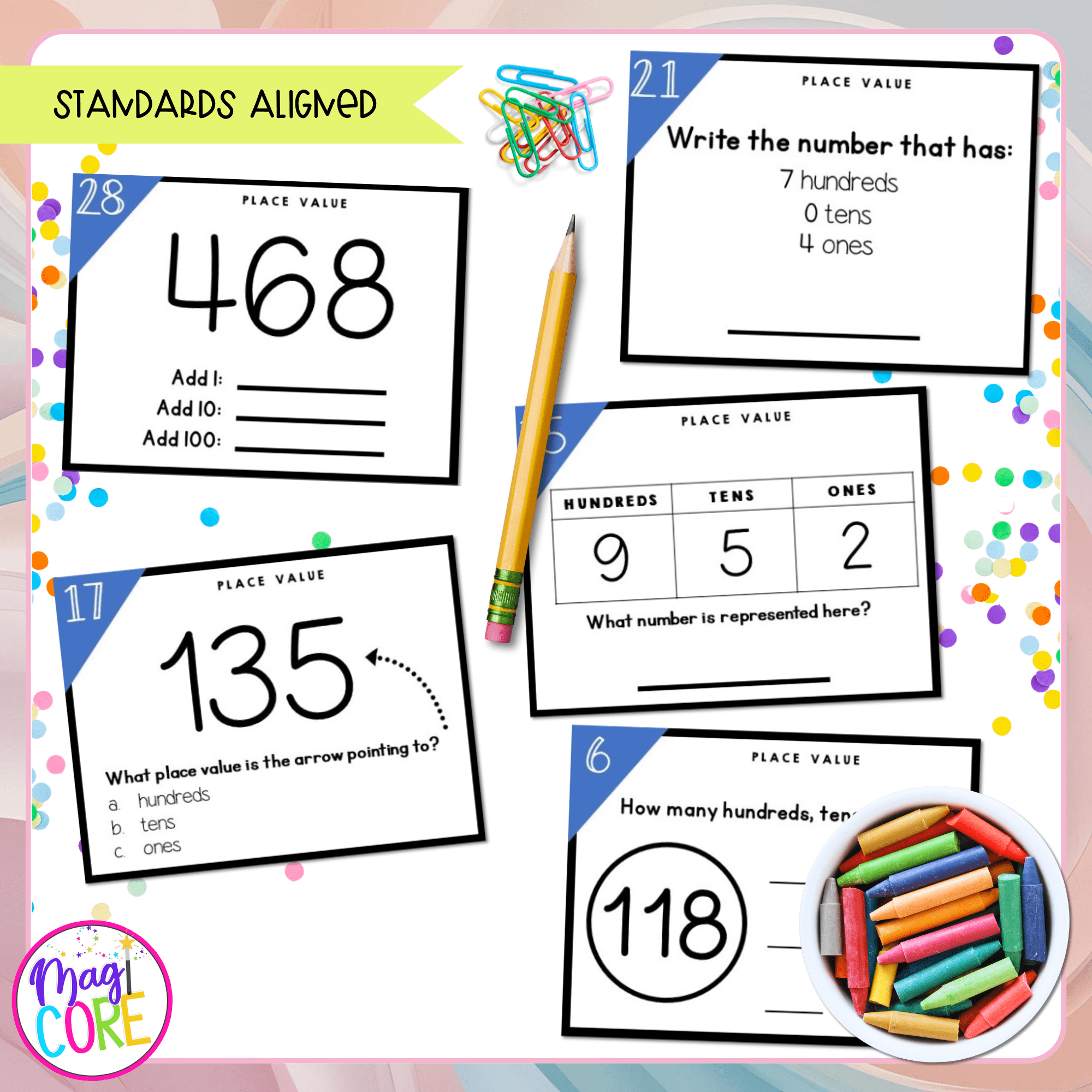 Place Value Task Cards 2nd Grade 2 NBT A 1 MagiCore Place Value Task Cards 2nd Grade 2 NBT A 1 MagiCore