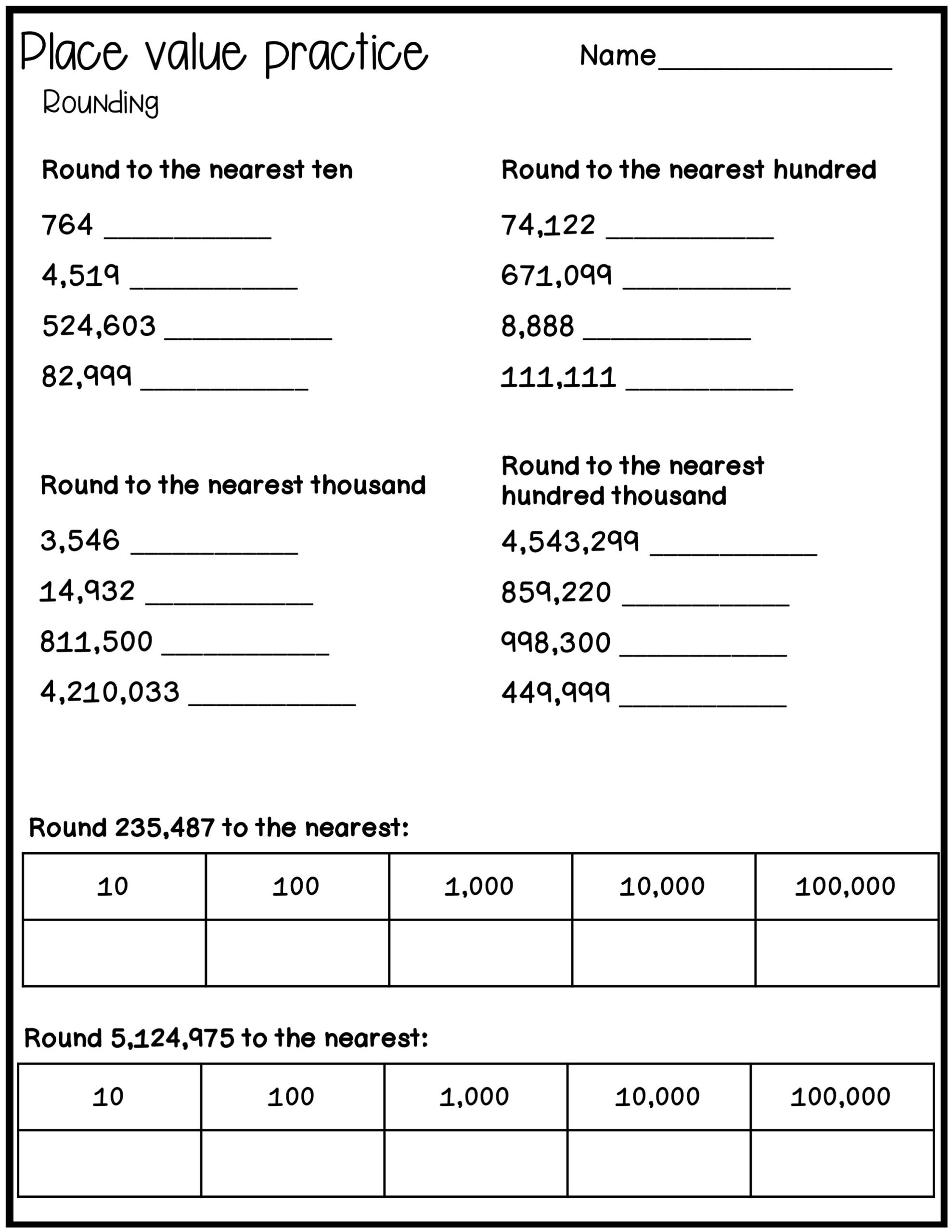 place value and value worksheets place value and value worksheets