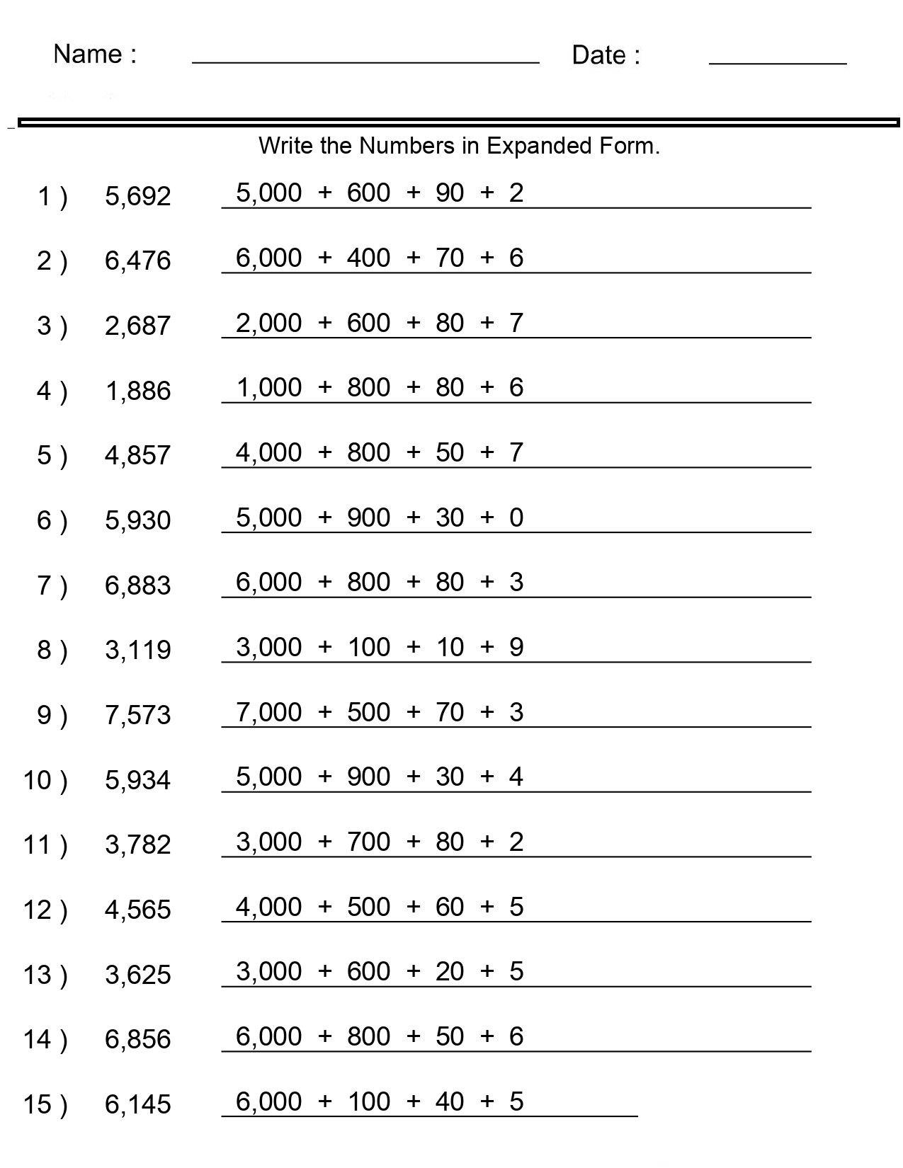worksheet on expanded form worksheet on expanded form