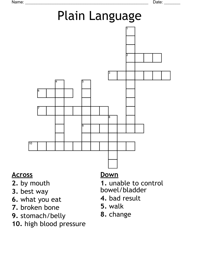 Plain Language Crossword WordMint