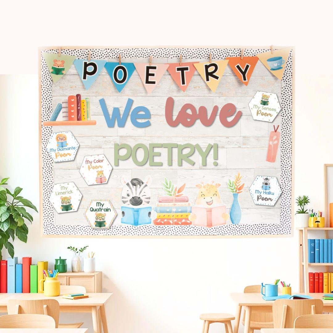 Poetry Bulletin Board Interactive Classroom Decor With Editable Posters And Writing Activity Etsy Hong Kong