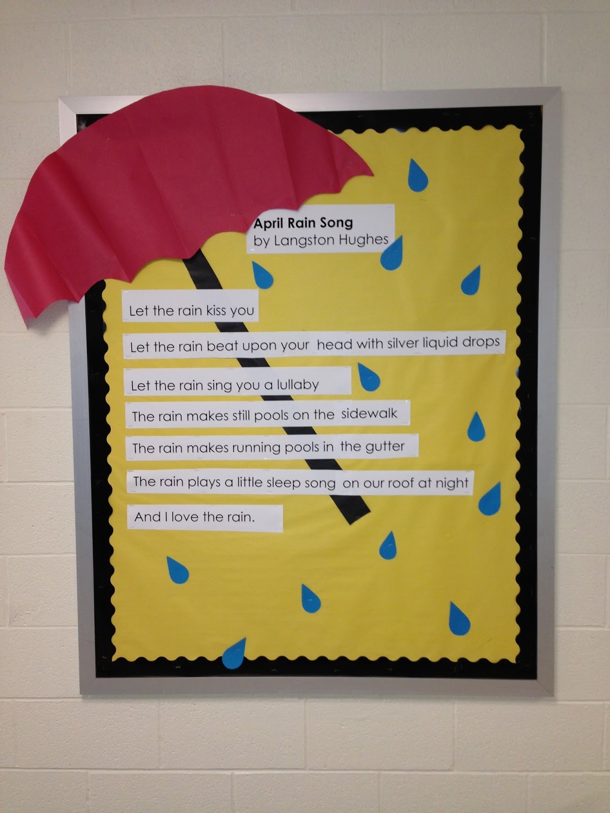 Poetry Month Umbrella Bulletin Board Library Learners
