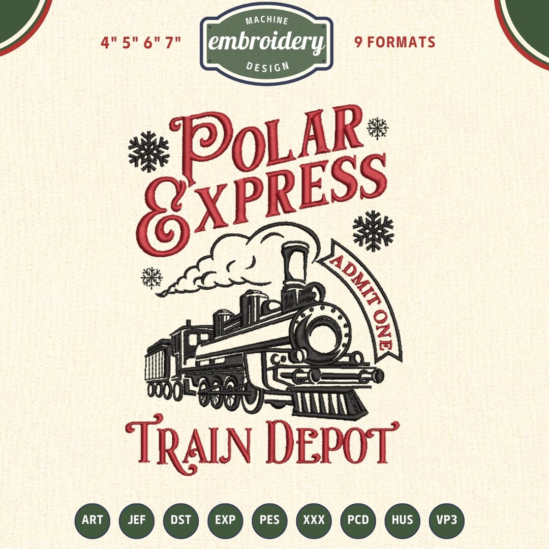 Polar Express Train Depot Embroidery Design Christmas Machine Embroidery Files Instant Download Etsy