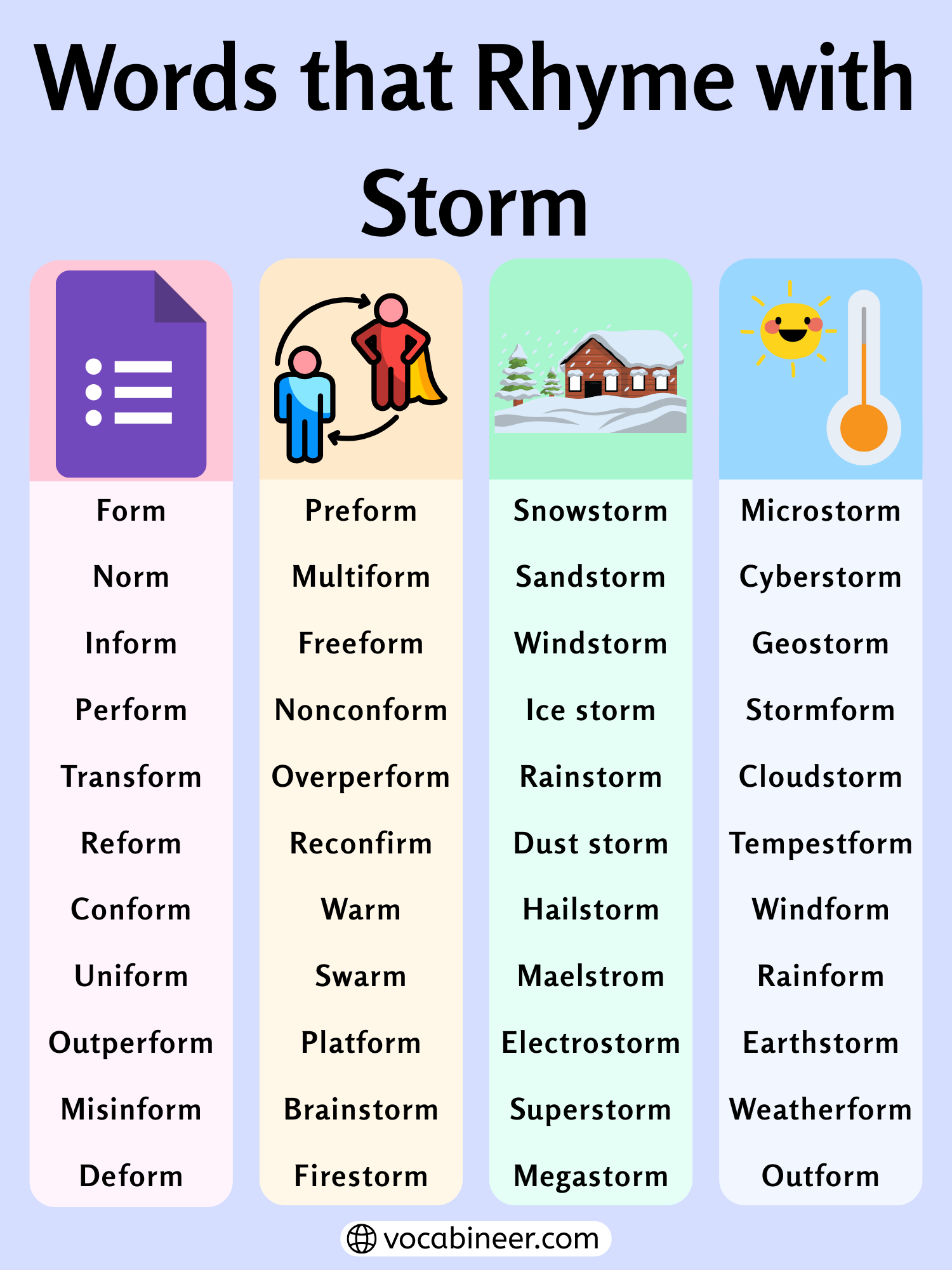 Powerful Words That Rhyme With Storm 748 Poetic Rhymes