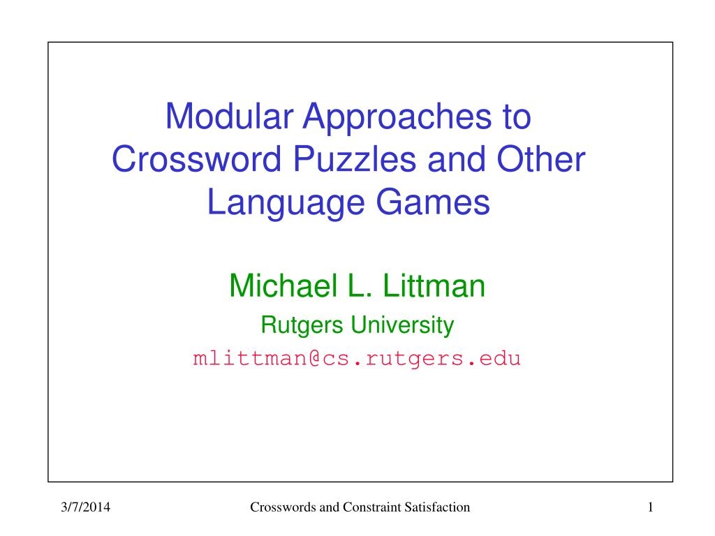 PPT Modular Approaches To Crossword Puzzles And Other Language Games PowerPoint Presentation ID 47949 PPT Modular Approaches To Crossword Puzzles And Other Language Games PowerPoint Presentation ID 47949