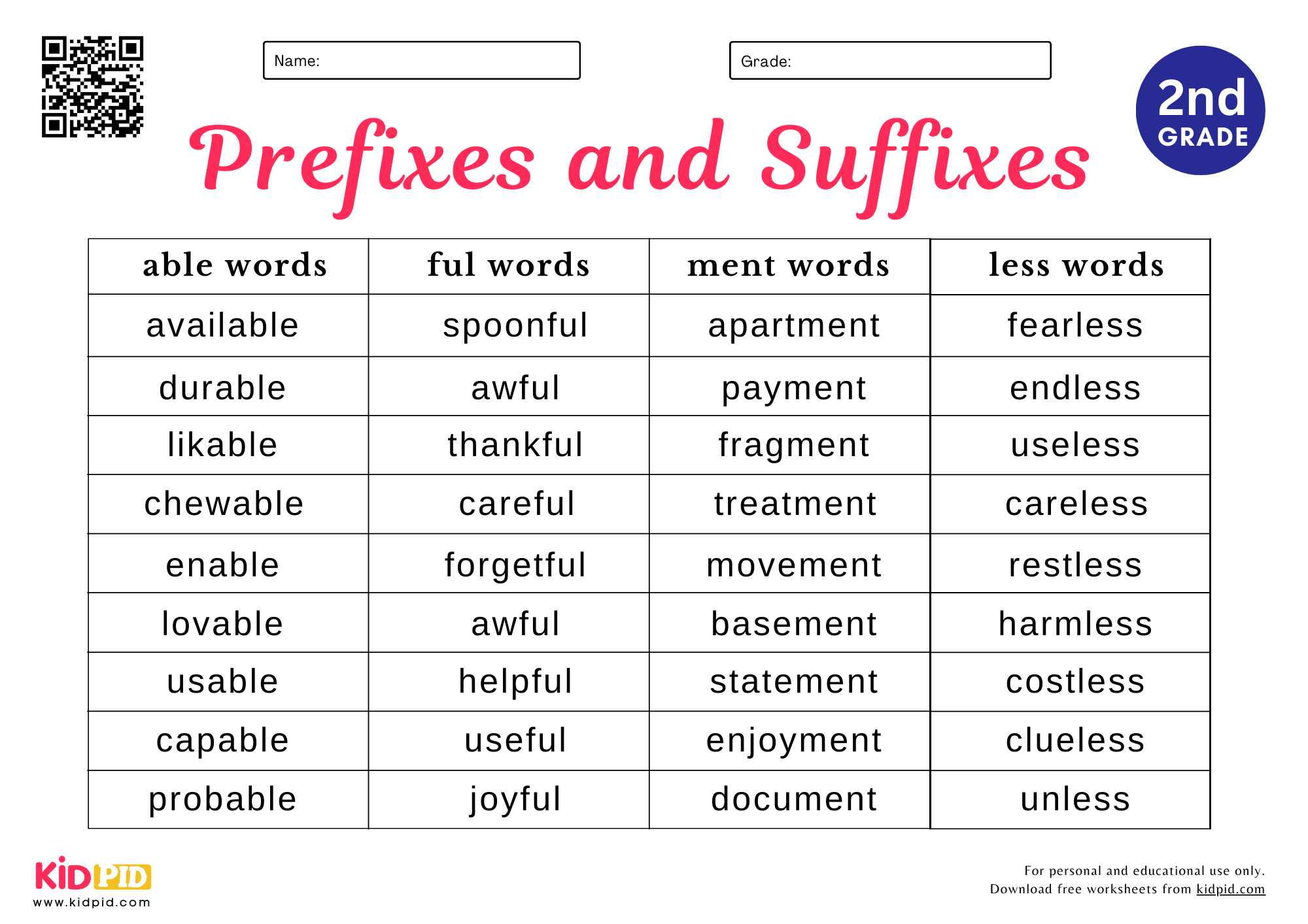 Prefixes And Suffixes Worksheet For Grade 2 Kidpid