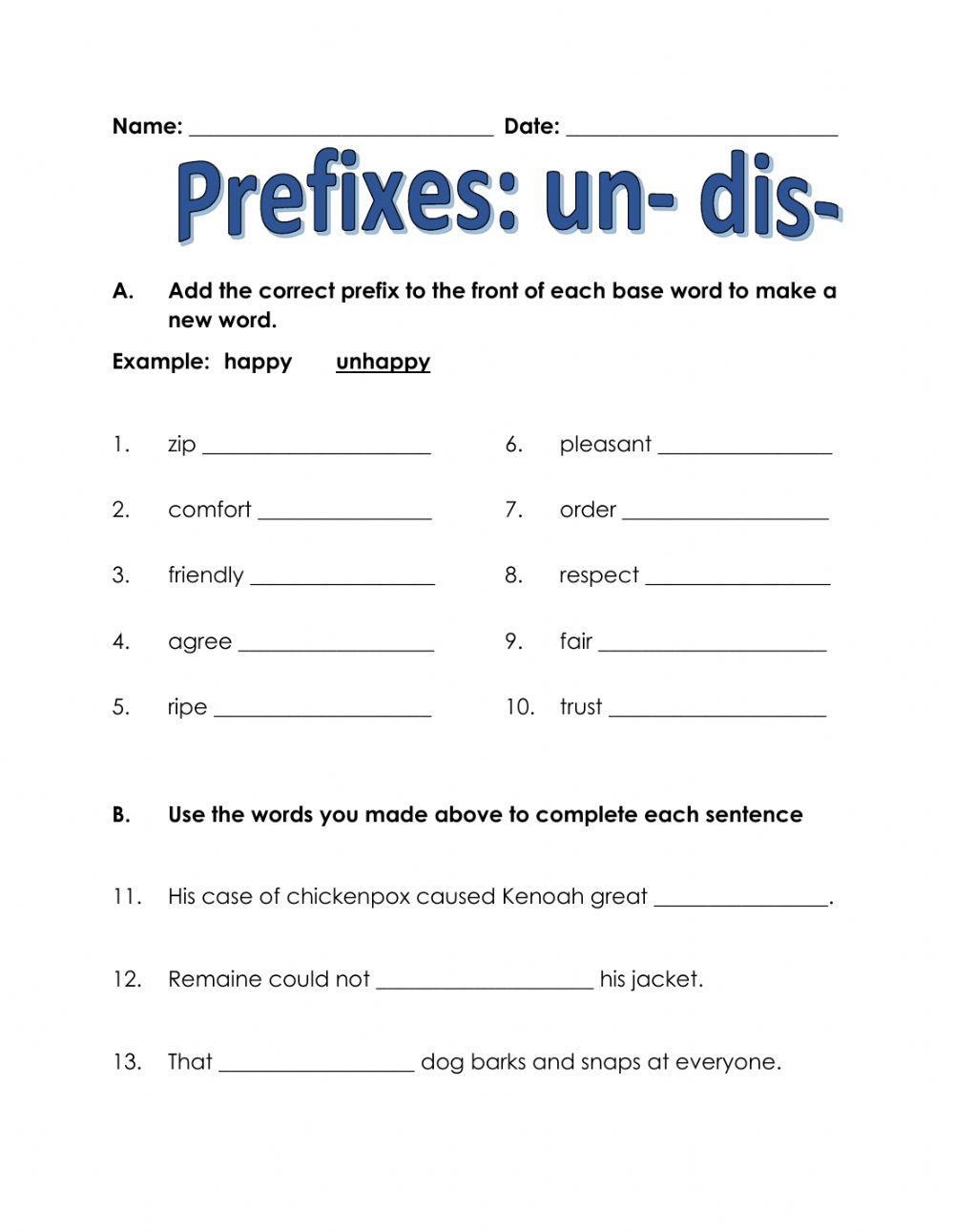 Prefixes Un And Dis Worksheet Worksheets Library Prefixes Un And Dis Worksheet Worksheets Library