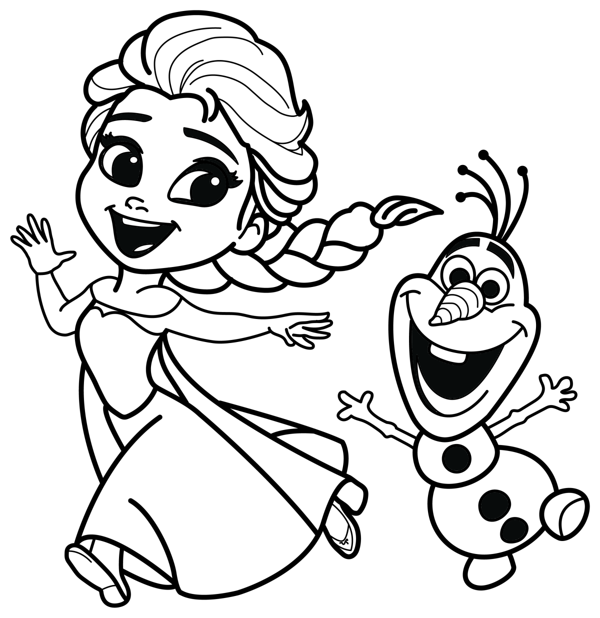 Princess Elsa And Olaf From Disney Frozen Coloring Page Princess Elsa And Olaf From Disney Frozen Coloring Page