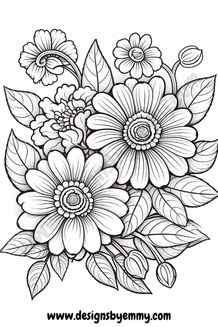 Printable Bold And Easy Flowers Coloring Pages Adult Coloring Pages Designs By Kemmy Printable Bold And Easy Flowers Coloring Pages Adult Coloring Pages Designs By Kemmy
