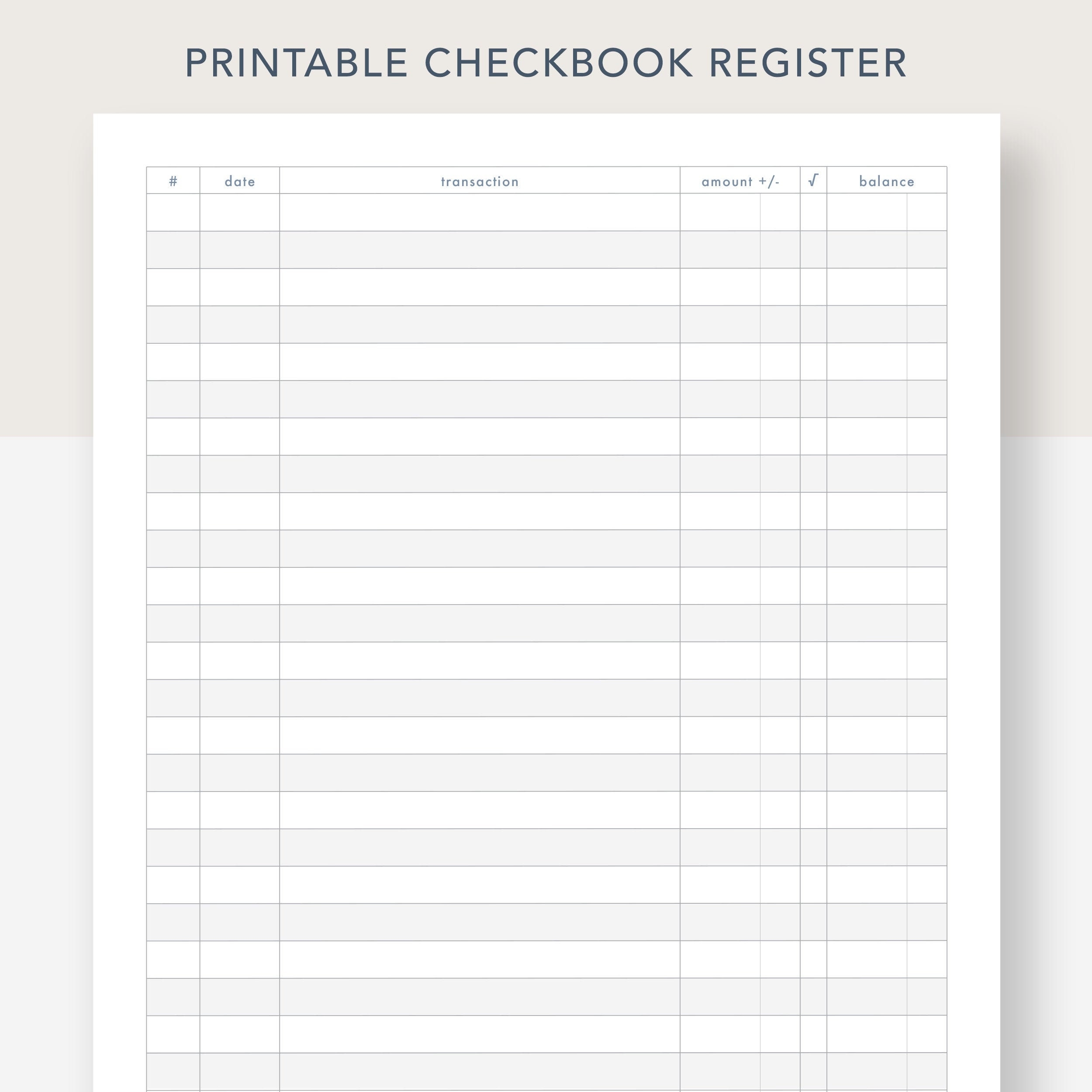 Printable Checkbook Register PDF File Prints On 8 1 2 X 11 Inch Paper Etsy Printable Checkbook Register PDF File Prints On 8 1 2 X 11 Inch Paper Etsy
