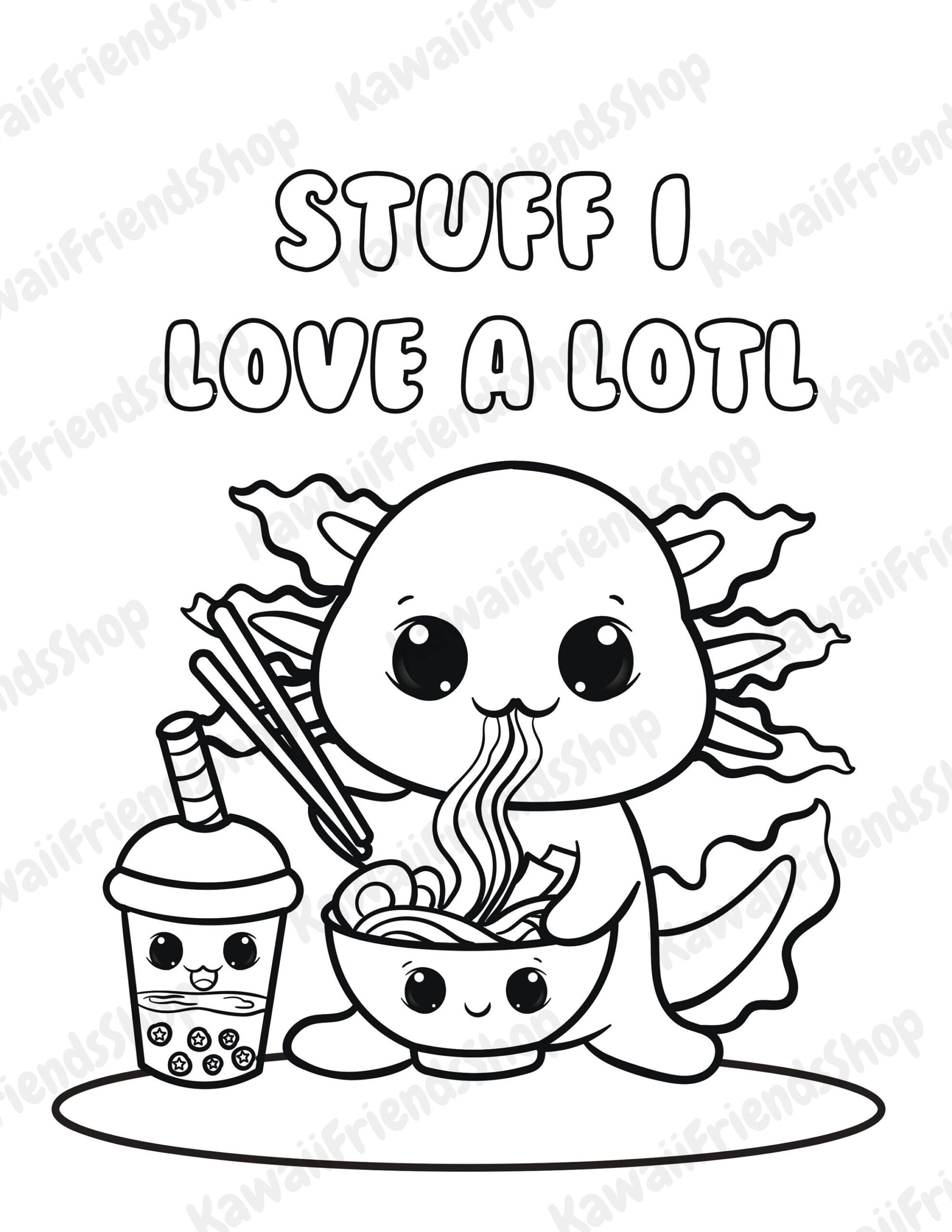 Printable Coloring Page Stuff I Love A Lotl Kawaii Coloring Page Kids Coloring Page Digital Download Coloring Page Fun Coloring Page Etsy Canada