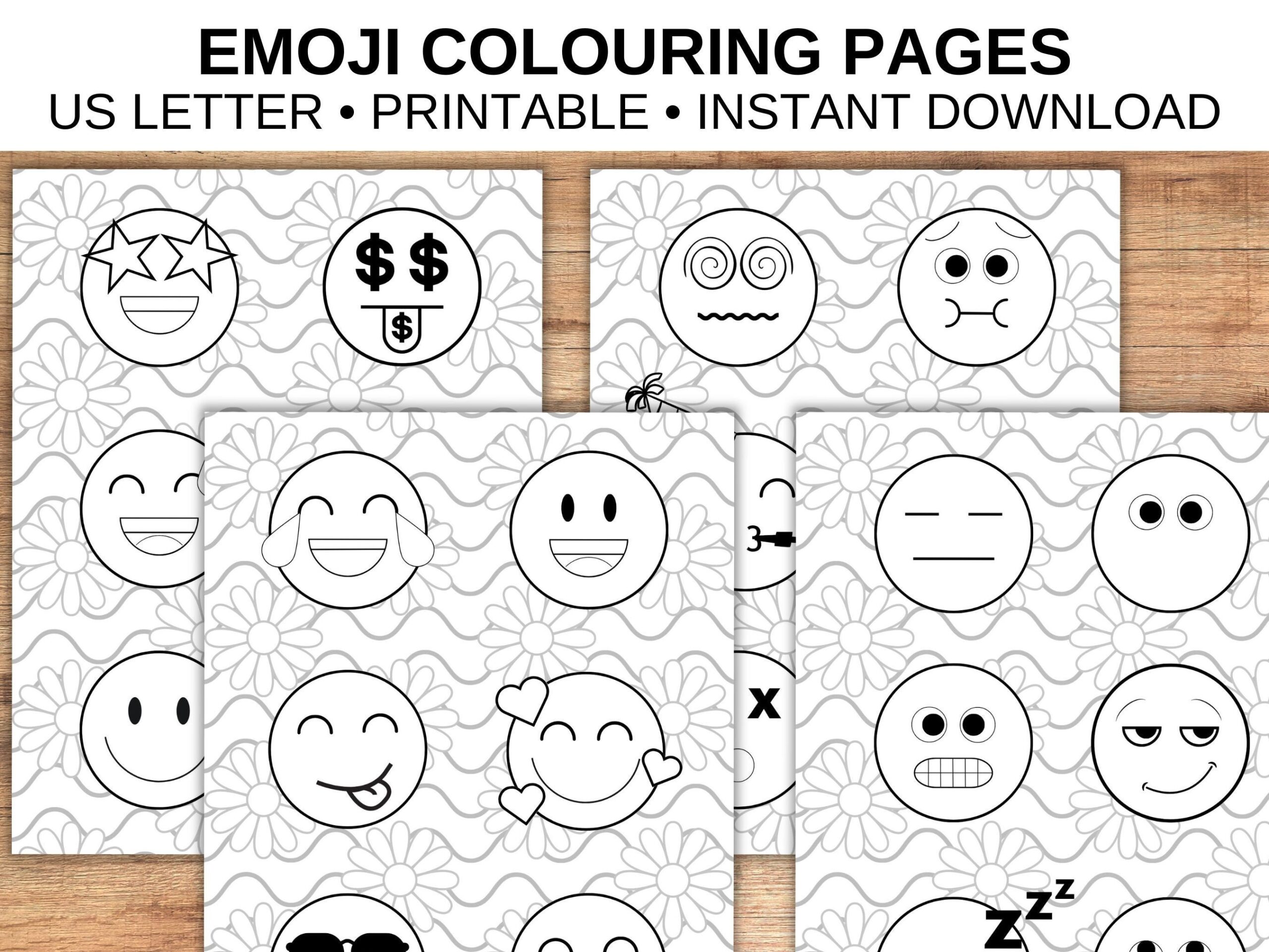 Printable Emoji Colouring Sheets For World Emoji Day Instant Download Etsy