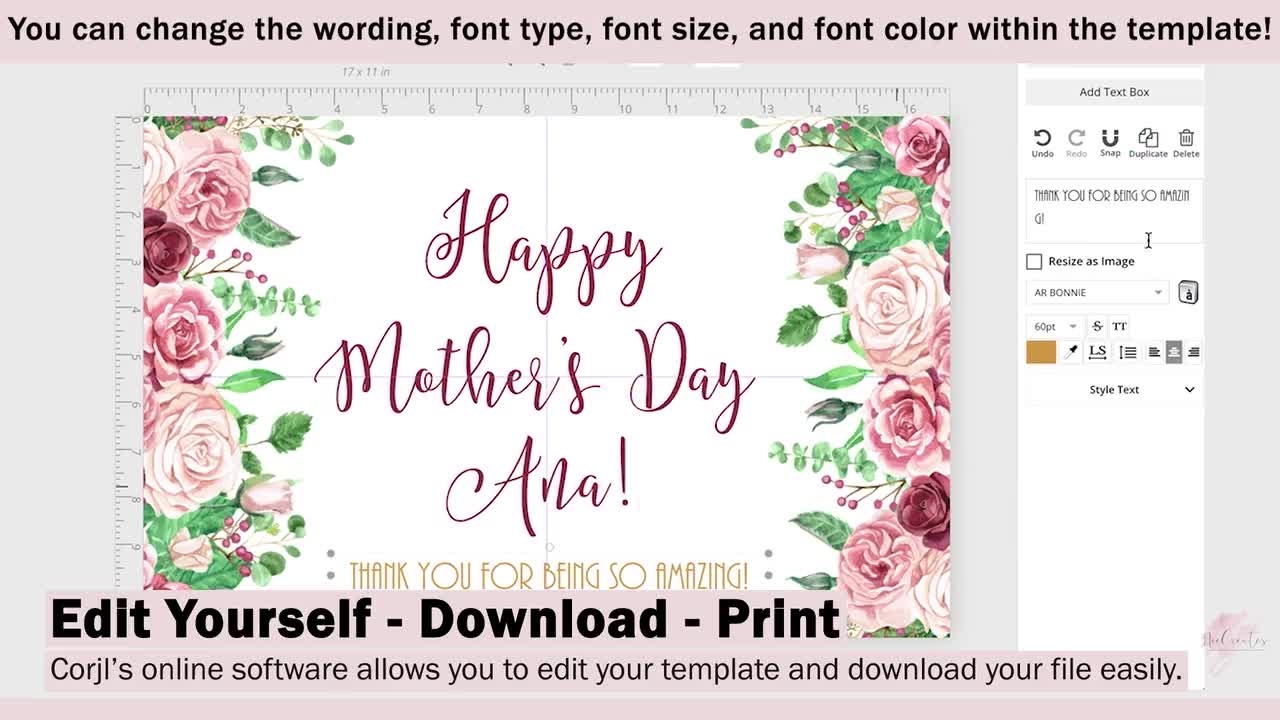 Printable Mother s Day Brunch Placemat Template Floral Table Decor digital Download Etsy