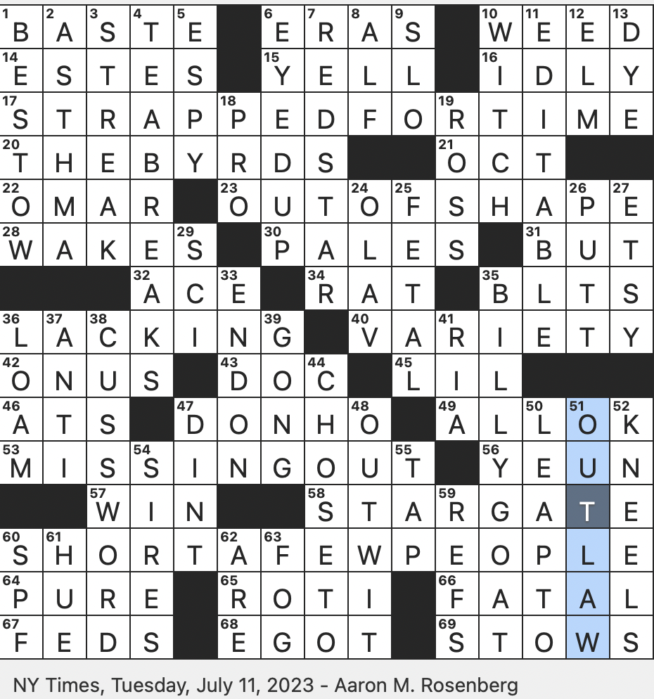 Rex Parker Does The NYT Crossword Puzzle 1994 Film About A Portal Through The Cosmos TUE 7 11 23 One Attempting To Outsmart A Bridge Troll In A Classic Fairy Tale