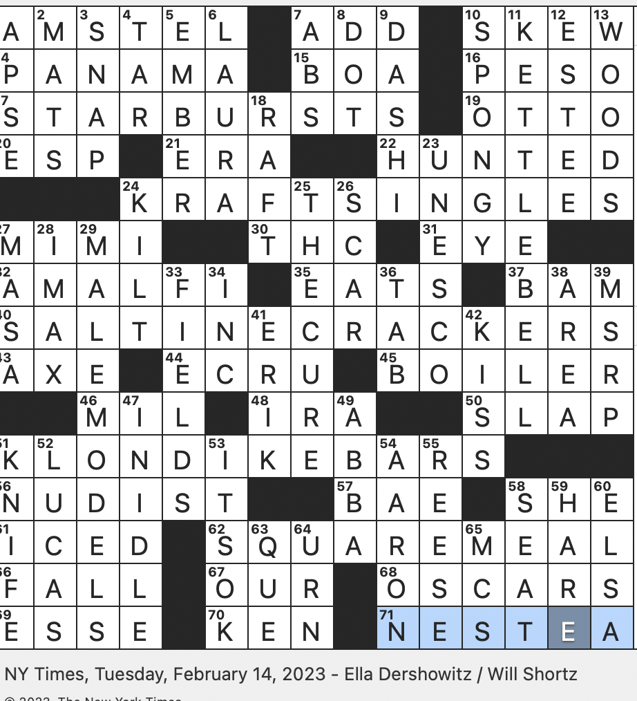 Rex Parker Does The NYT Crossword Puzzle Roaring Twenties Wrap TUE 2 14 23 Fitness Weight With A Handle Corn Dough Used For Tortillas Bass Percussive Technique In Jazz 