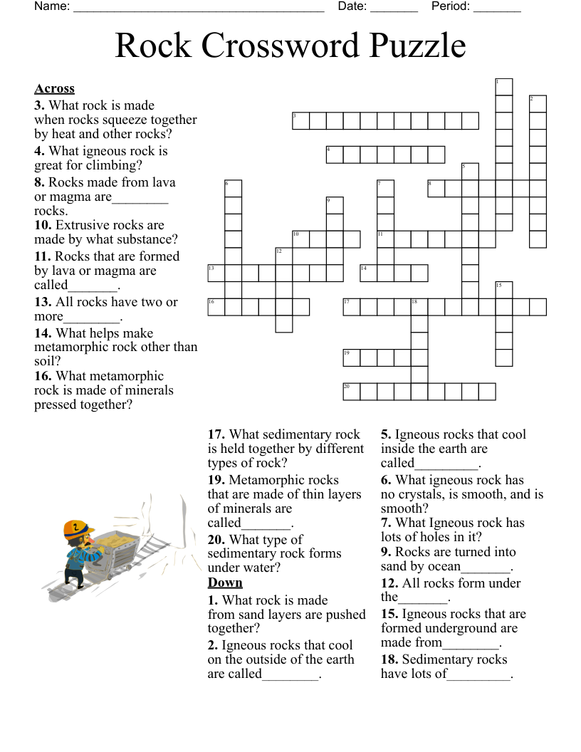 Rock Crossword Puzzle WordMint