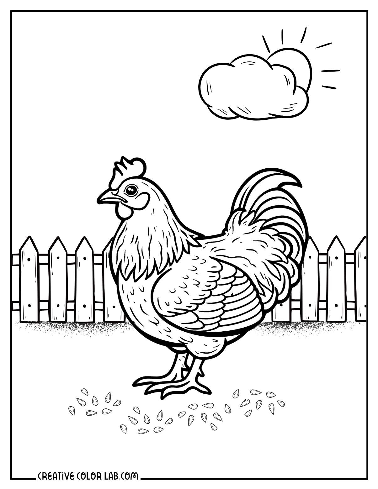colouring pages of hen