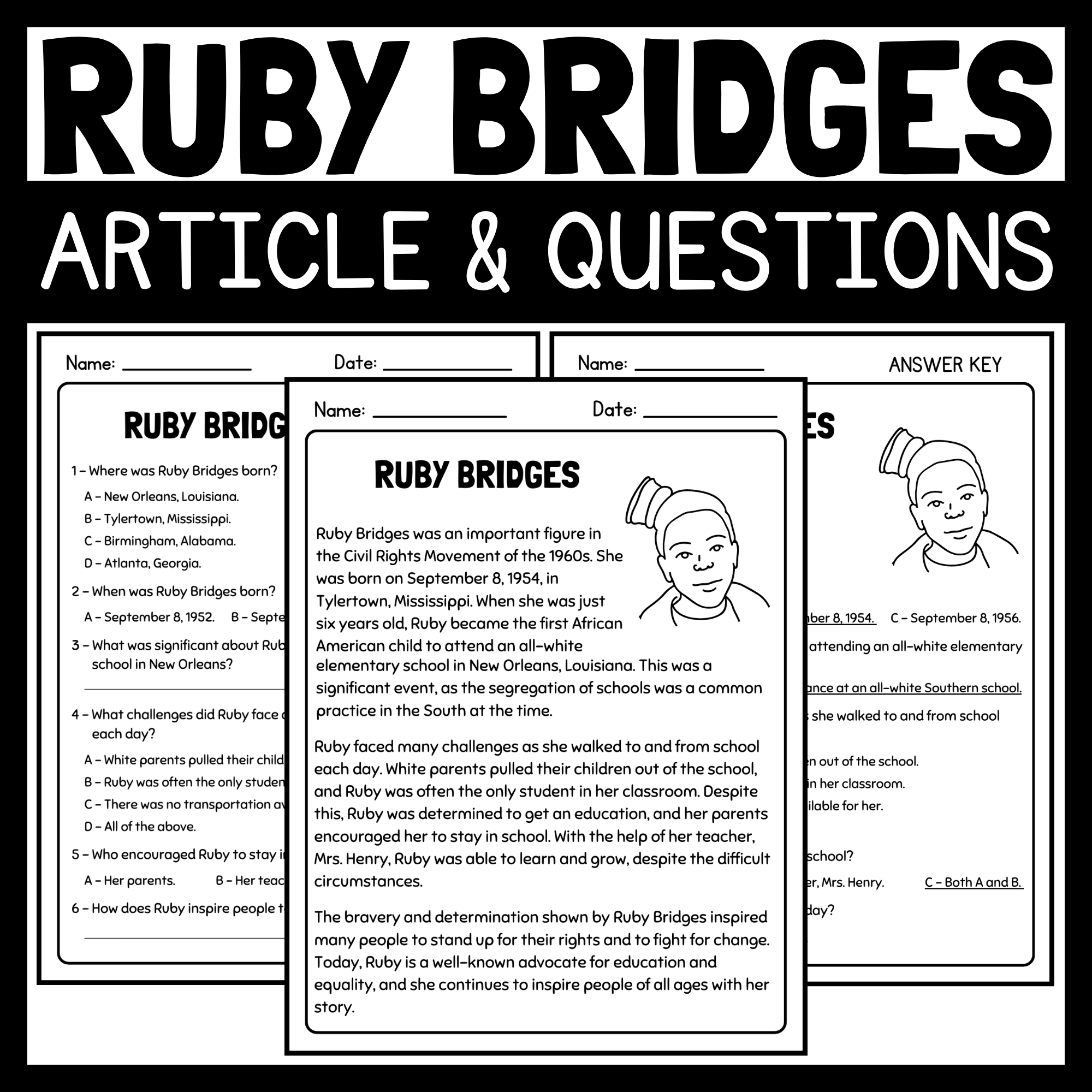 Ruby Bridges Article And Reading Comprehension Questions Women s History Month Made By Teachers Ruby Bridges Article And Reading Comprehension Questions Women s History Month Made By Teachers