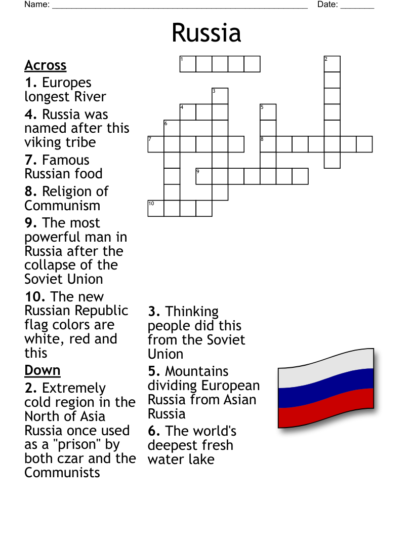 Russia Cross Word Puzzle WordMint