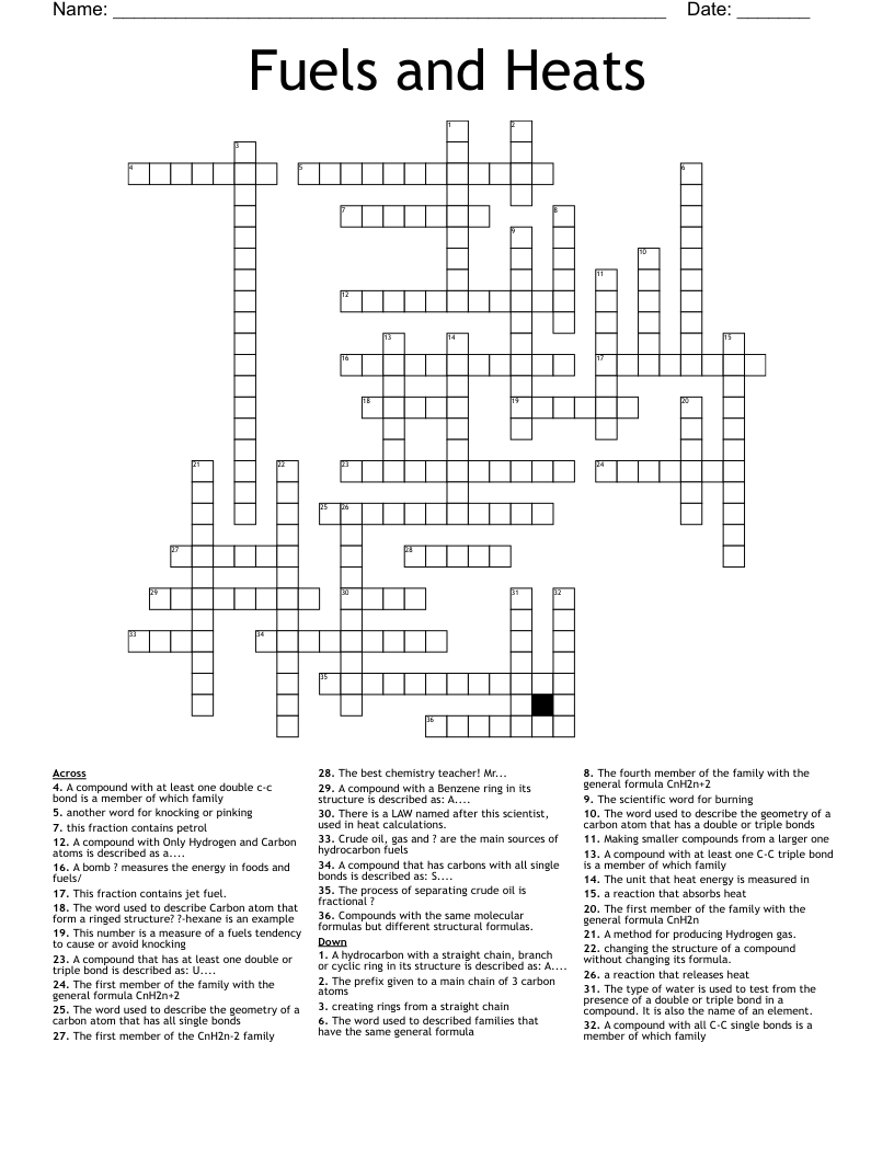 hydrocarbon suffix in crossword