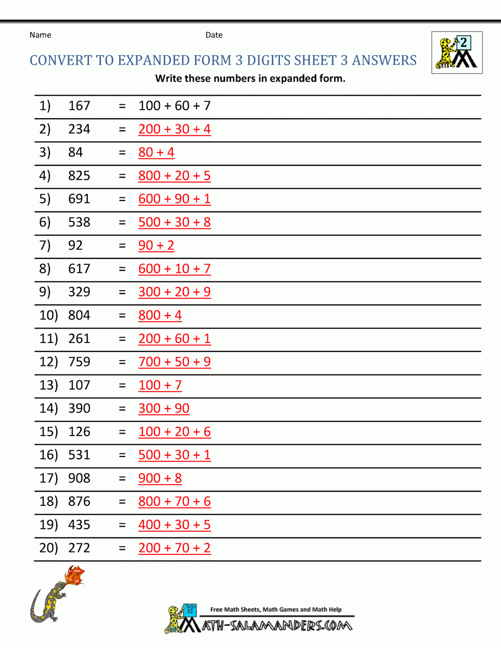 expanded form worksheets 2nd grade expanded form worksheets 2nd grade