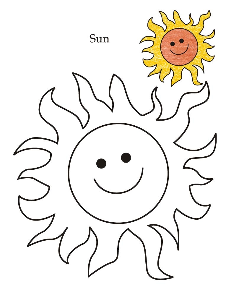 coloring sheet of a sun