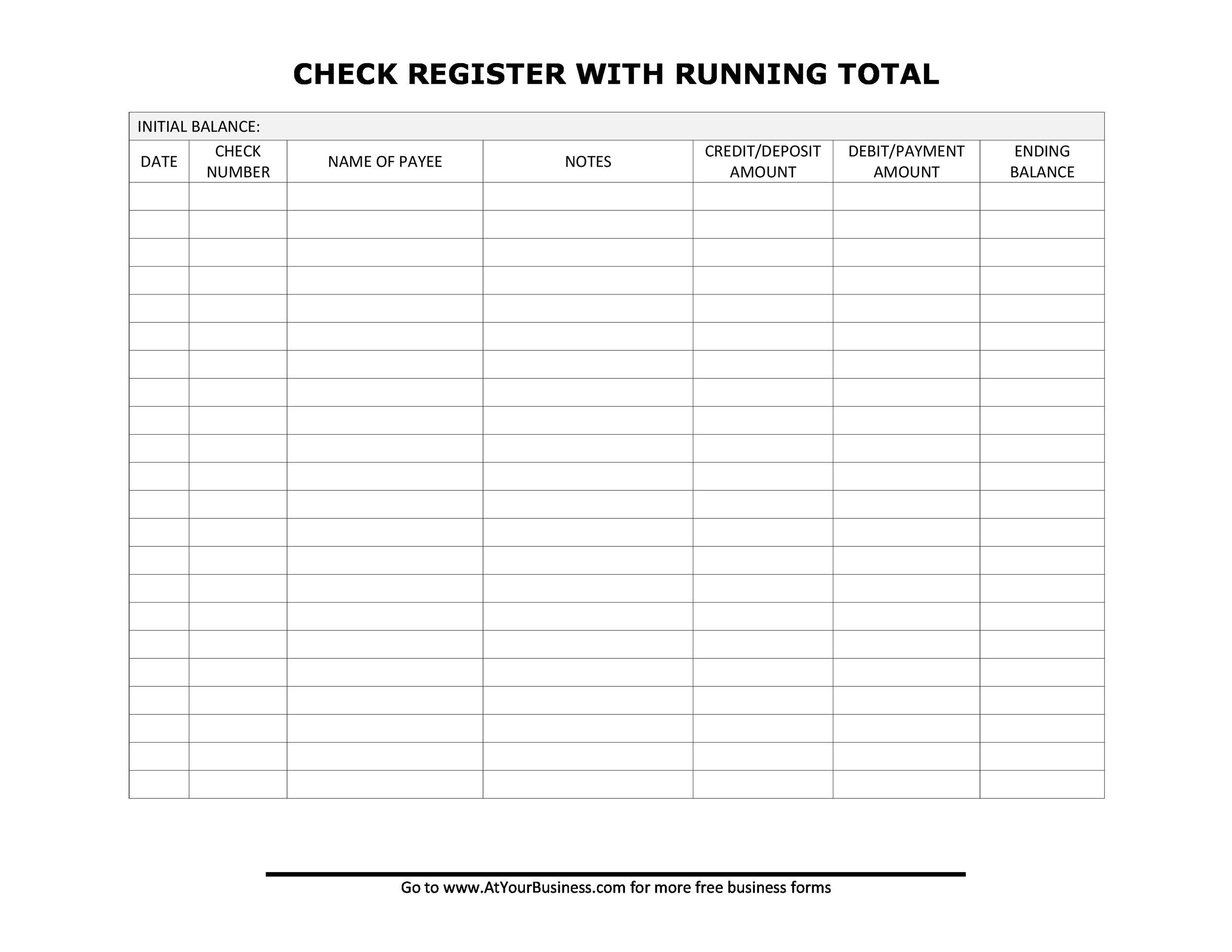 check register printable