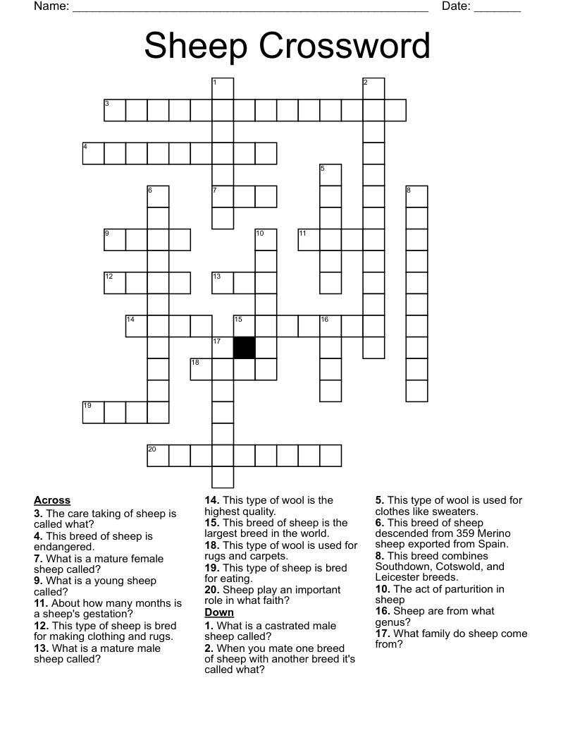 Sheep Crossword WordMint
