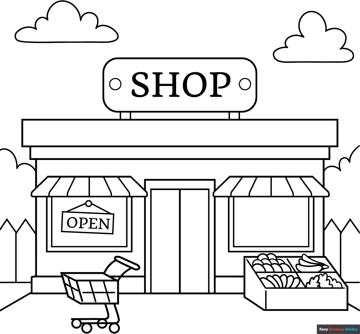 Shop Coloring Page Easy Drawing Guides Shop Coloring Page Easy Drawing Guides