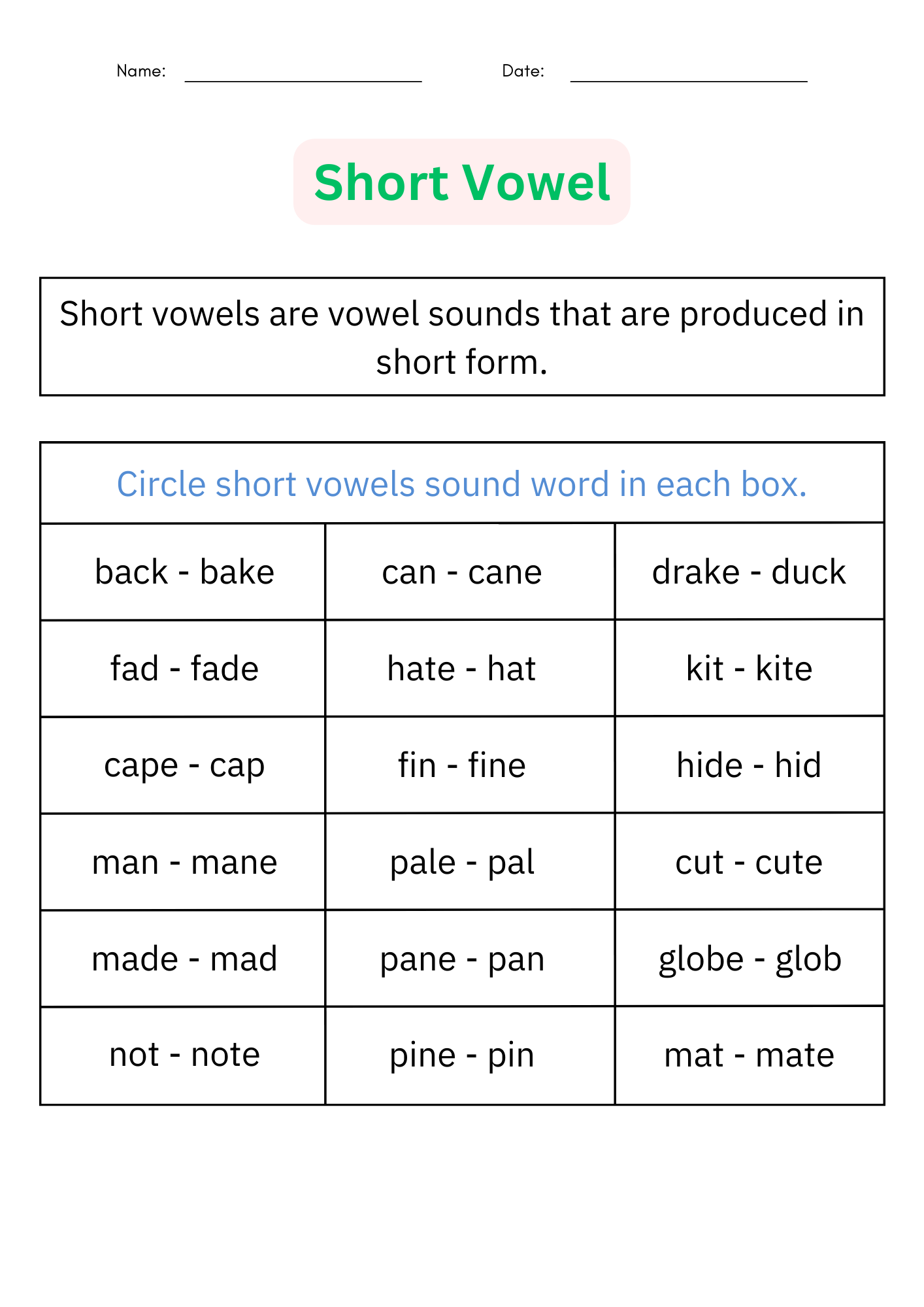 Short Vowel And Long Vowel Worksheets Vowel Sounds Activities For Grade 1 Made By Teachers Short Vowel And Long Vowel Worksheets Vowel Sounds Activities For Grade 1 Made By Teachers