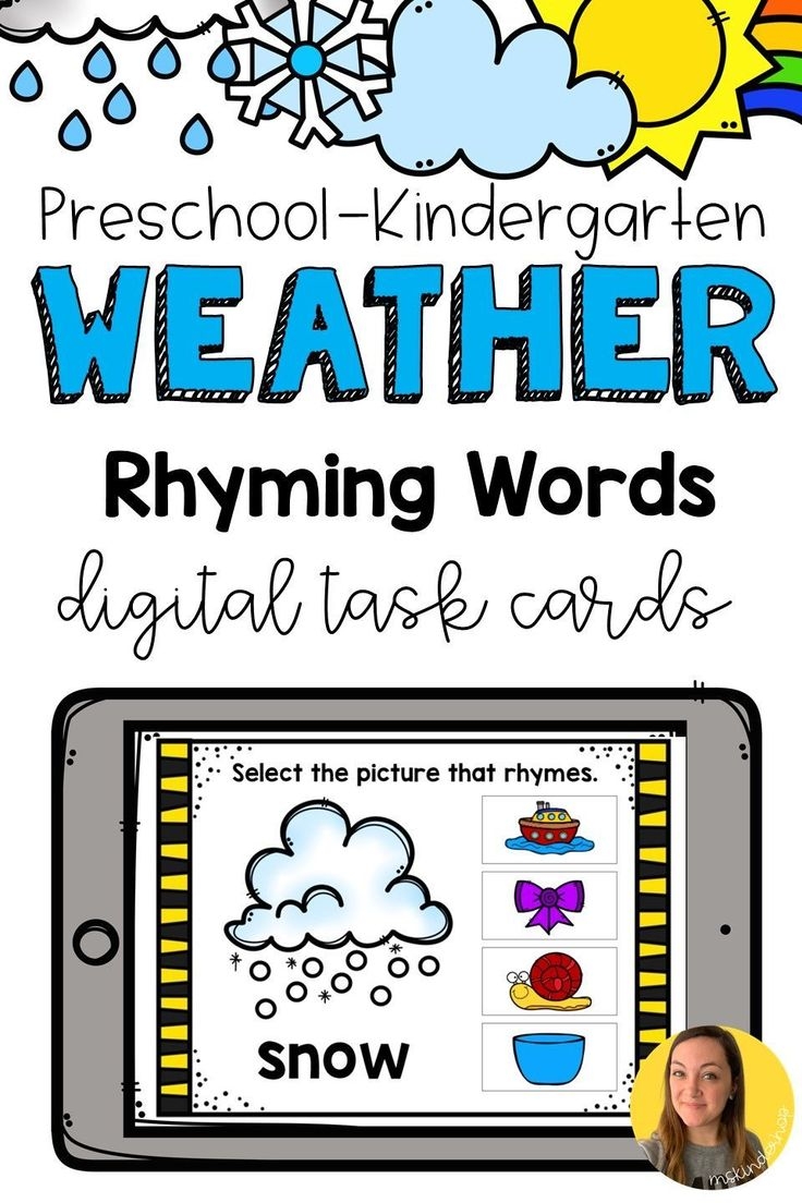 Sky And Weather Rhyming Words Digital Task Cards Digital BOOM Cards 