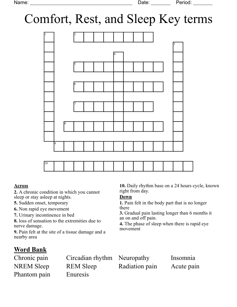 Sleep Crossword WordMint Sleep Crossword WordMint