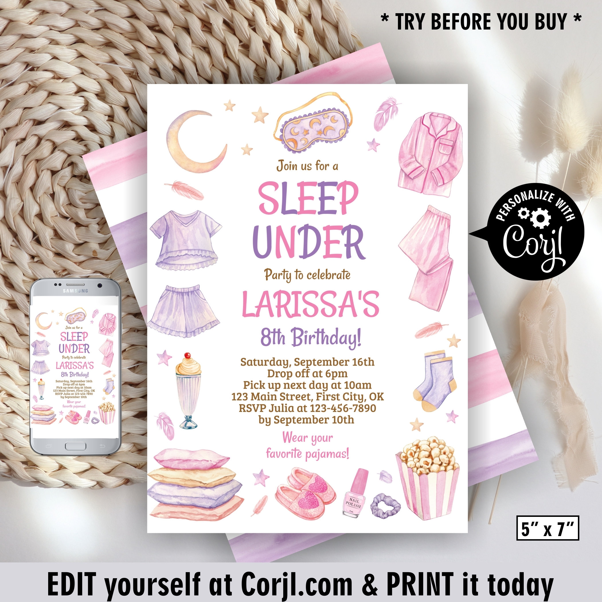 dress up printable sleep over