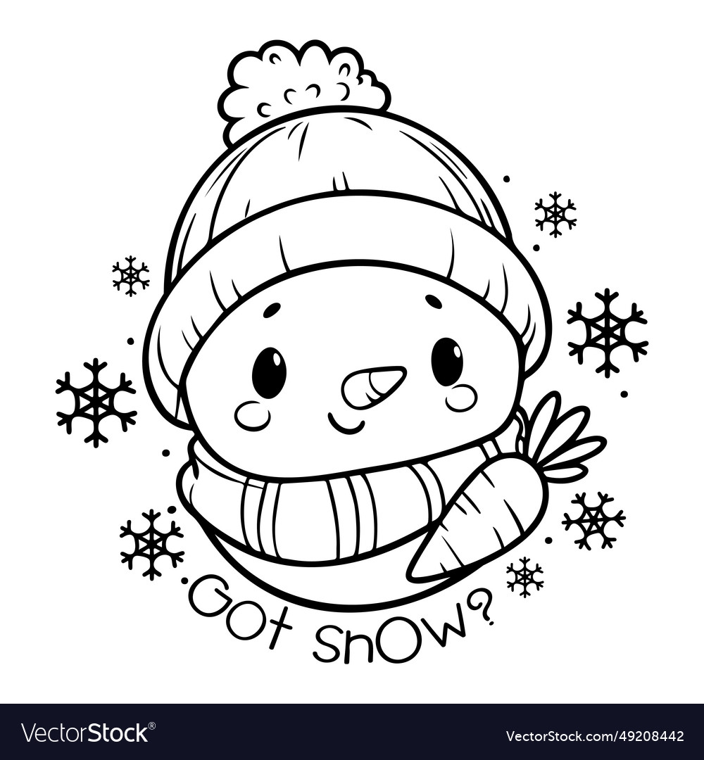 Snowman Face Coloring Page For Kids Royalty Free Vector VectorStock Snowman Face Coloring Page For Kids Royalty Free Vector VectorStock