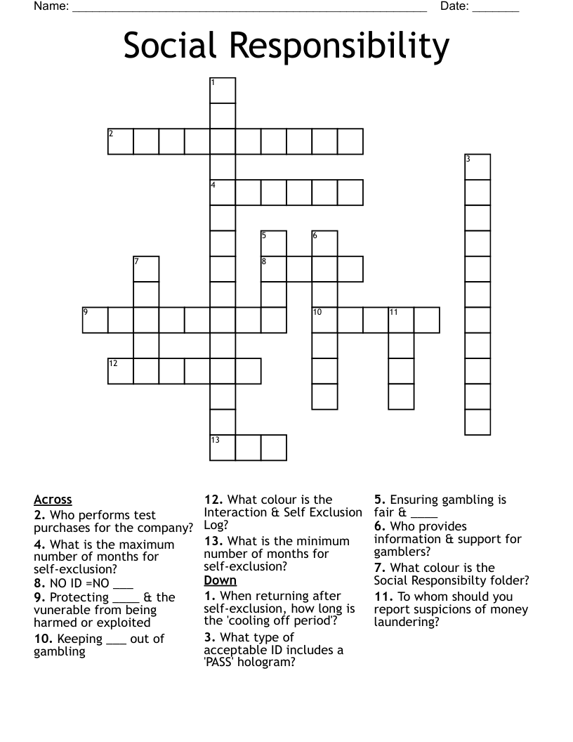 Social Responsibility Crossword WordMint