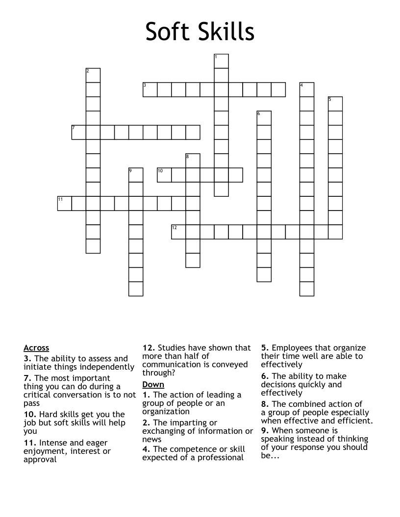 Soft Skills Crossword WordMint