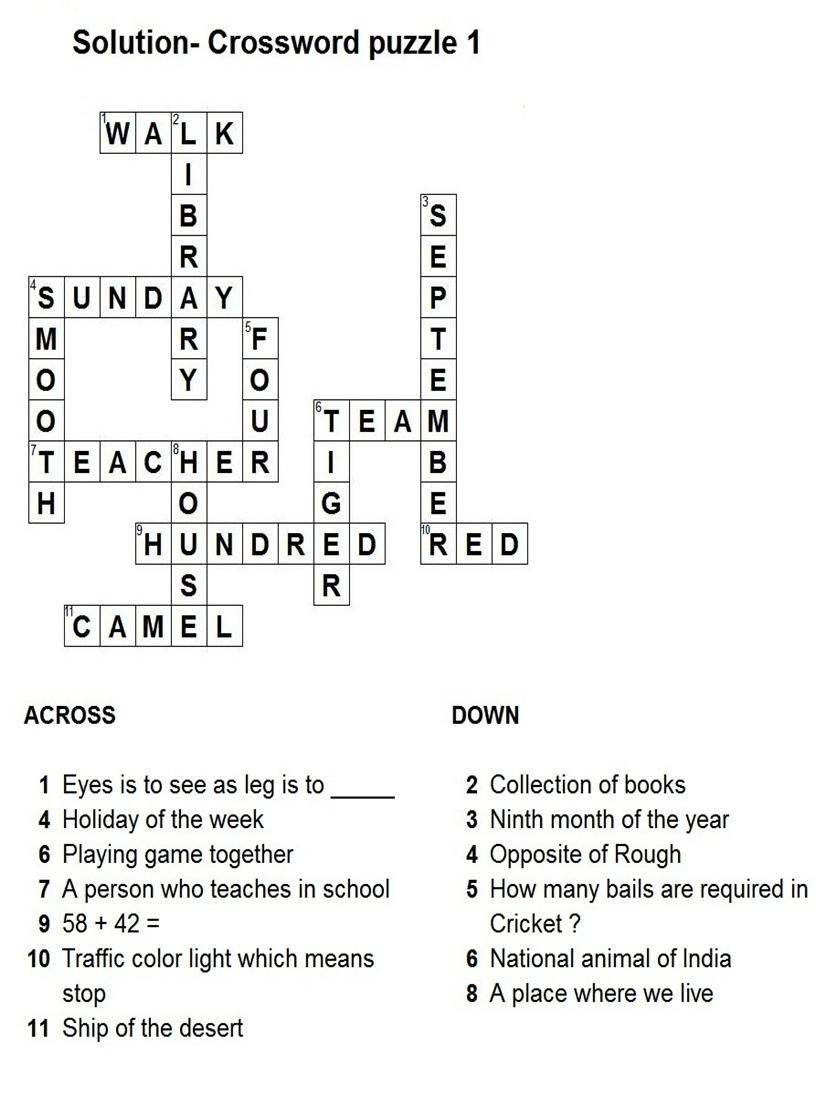 Solution General Crossword Puzzle 1