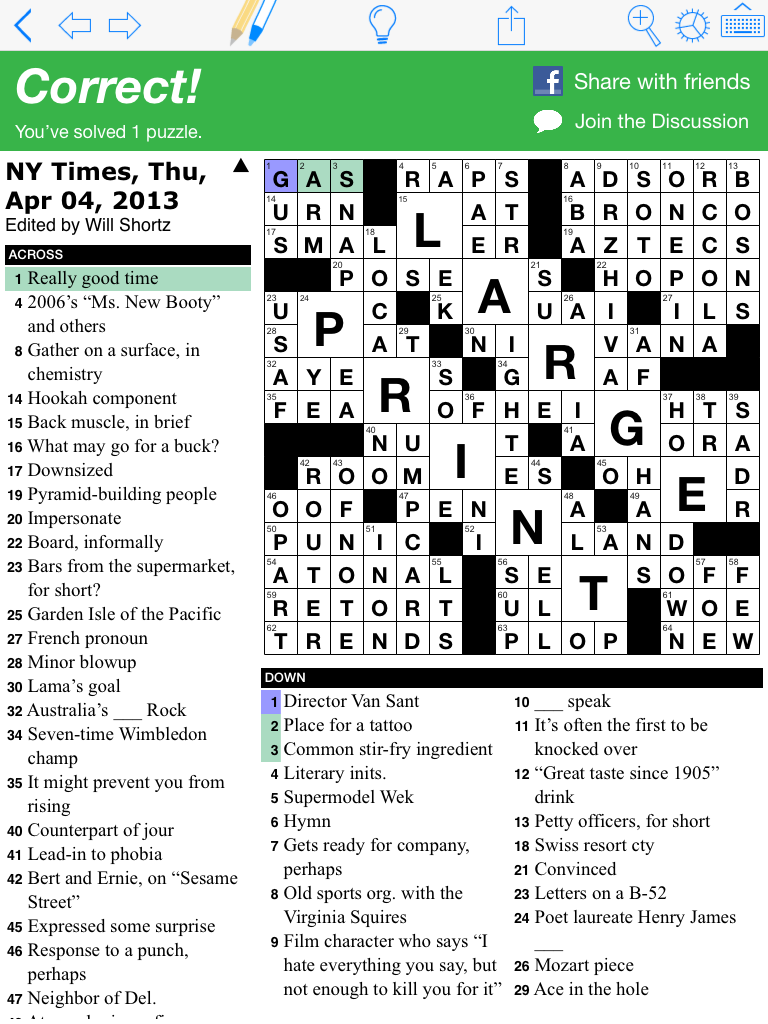 thats correct nyt crossword