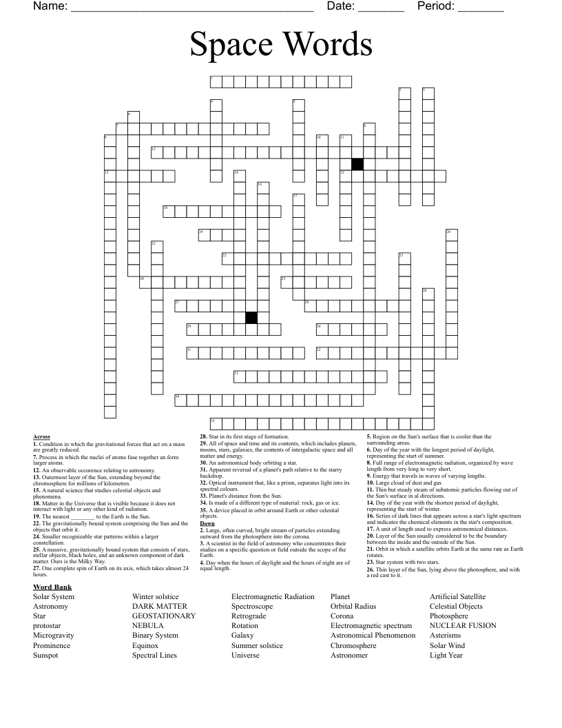 Space Words Crossword WordMint Space Words Crossword WordMint