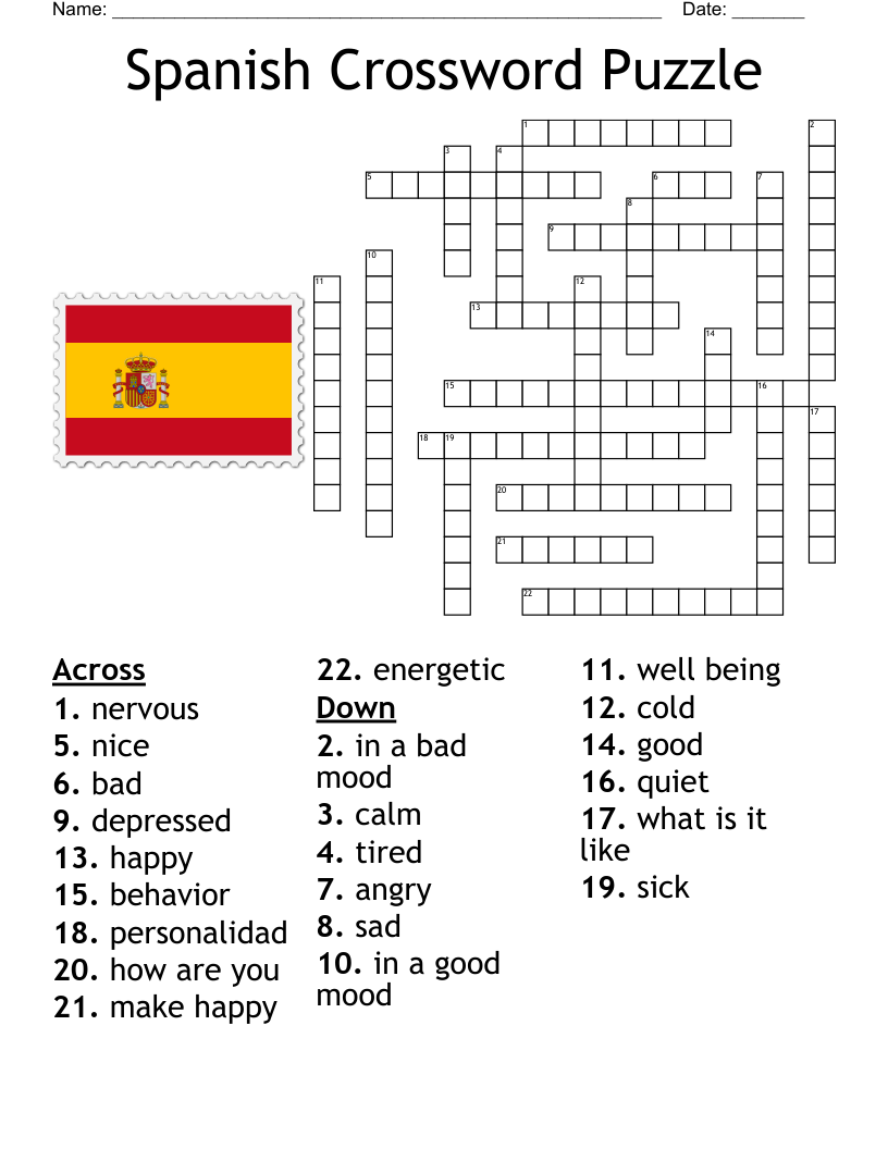 Spanish Crossword Puzzle WordMint Spanish Crossword Puzzle WordMint