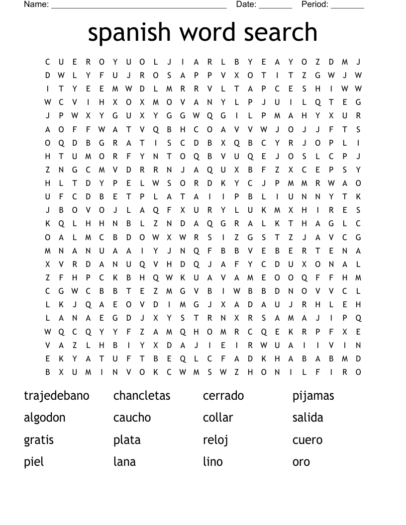 Spanish Crossword WordMint Spanish Crossword WordMint