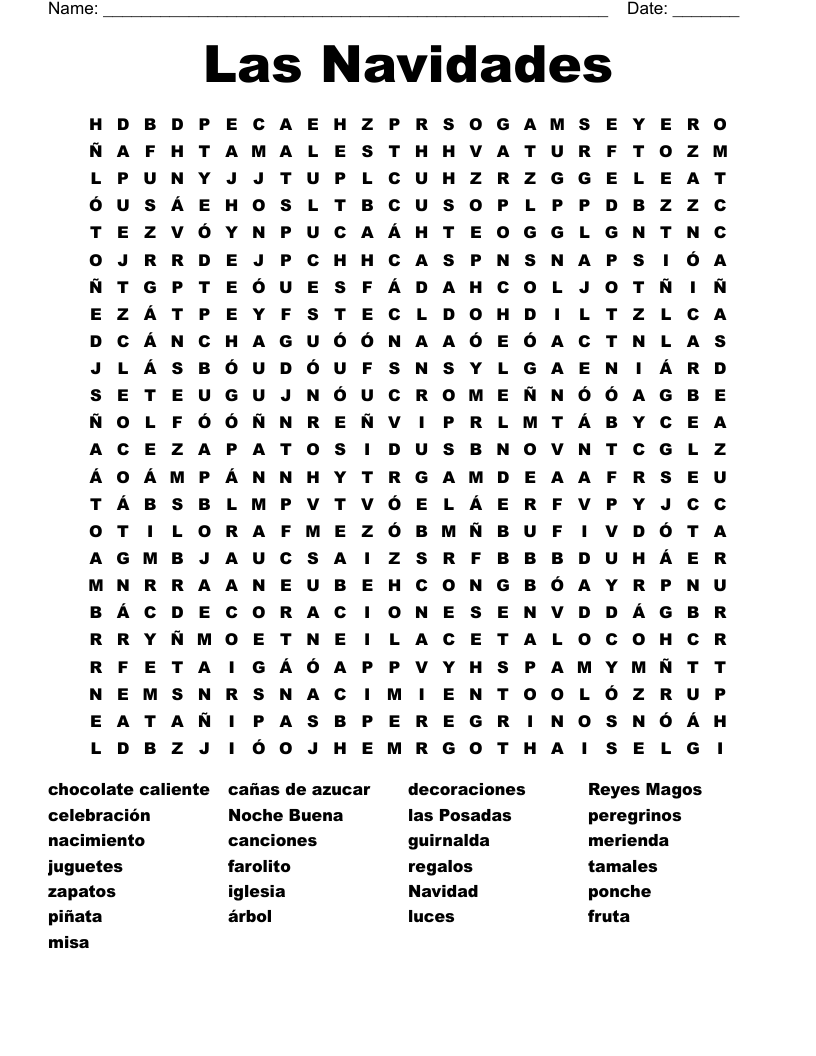 spanish word search puzzles printable